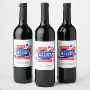 Etiqueta Para Botella De Vino Día de la Independencia 250 Aniversario Familia