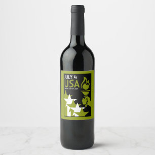 Etiqueta Para Botella De Vino Día de la Independencia de Estados Unidos