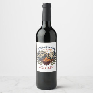 Etiqueta Para Botella De Vino Día de la Independencia Mount Rushmore 4 de julio