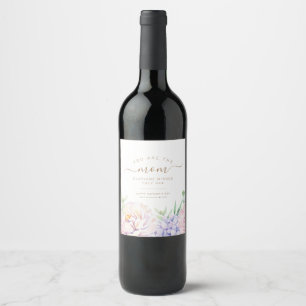 Etiqueta Para Botella De Vino Día de la Madre con Flores Personalizadas