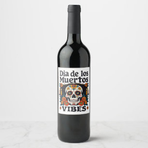 Etiqueta Para Botella De Vino Día de los muertos Víbes Oaxaca Día de los muertos