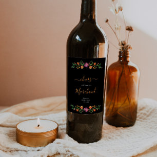Etiqueta Para Botella De Vino Día de Muertos Floral Despedida de Soltera