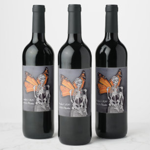 Etiqueta Para Botella De Vino Día de Muertos Halloween Esqueleto Personalizado