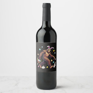 Etiqueta Para Botella De Vino Día de Pascua de Bigfoot Divertido Sasquatch