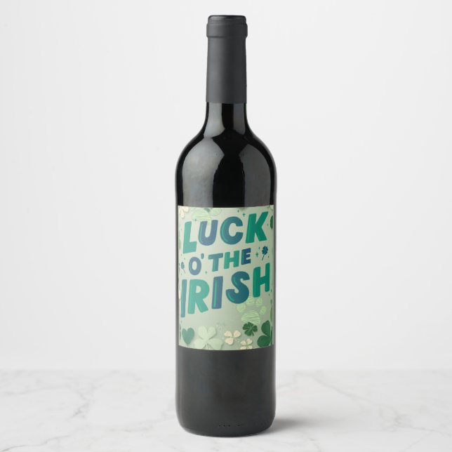 Etiqueta Para Botella De Vino Día de San Patricio (Anverso)