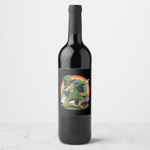 Etiqueta Para Botella De Vino Día de San Patrón Dabbing Leprechaun Dab Dance