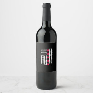 Etiqueta Para Botella De Vino Día de San Valentín Corazones Rojos Bandera Americ