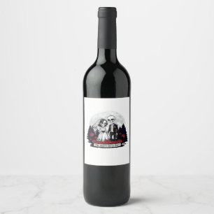 Etiqueta Para Botella De Vino Día de San Valentín de terror Pareja de esqueletos