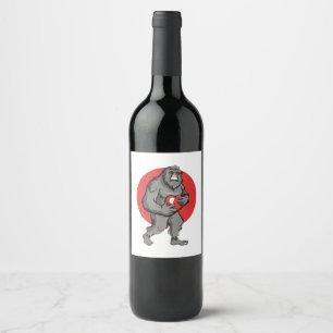 Etiqueta Para Botella De Vino Día de San Valentín del corazón de pie grande