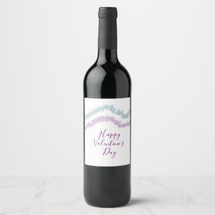 Etiqueta Para Botella De Vino día de San Valentín feliz rosa azul brillo destell