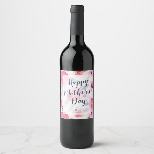 Etiqueta Para Botella De Vino Día personalizado de la madre (Anverso)