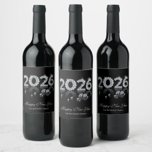 Etiqueta Para Botella De Vino Diamantes de lujo Brilliant 2026 Año Nuevo