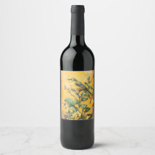 Etiqueta Para Botella De Vino Diario basura de pájaro amarillo soleado