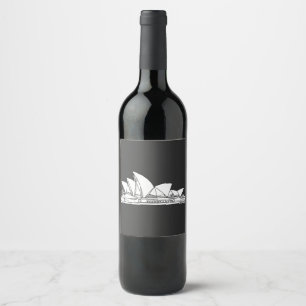 Etiqueta Para Botella De Vino Dibujo de la Ópera de Sydney Australia