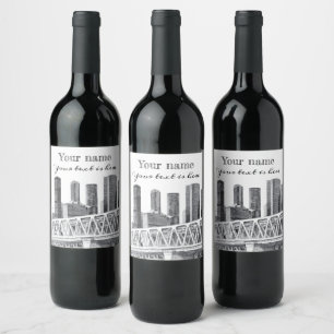 Etiqueta Para Botella De Vino Dibujo de lápiz de puente de metro