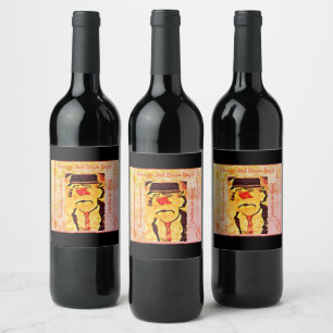 Etiqueta Para Botella De Vino Dibujo de payasos tristes (D1) de 70 años de antig