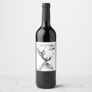 Etiqueta Para Botella De Vino Dibujo de renos de esqueleto vintage espumoso
