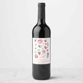 Etiqueta Para Botella De Vino Dibujo personalizado de amor lindo de dibujos anim