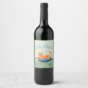 Etiqueta Para Botella De Vino Dilly Dallying Naranja Cat
