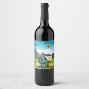 Etiqueta Para Botella De Vino dinosaurio lindo y divertido