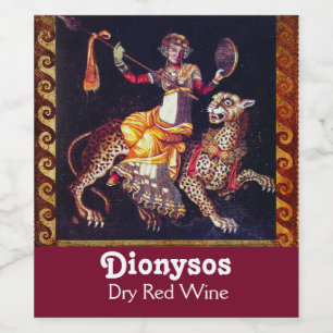 Etiqueta Para Botella De Vino DIONYSOS CON UNA LEOPARDA DE FANTASMA EN EL Mosaic