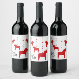 Etiqueta Para Botella De Vino ¡Dios jul! Etiqueta de vino de caballo de Dala