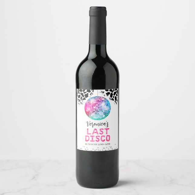 Etiqueta Para Botella De Vino Disco Cowgirl Bachelorette (Anverso)
