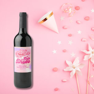 Etiqueta Para Botella De Vino Disco Cowgirl Pink Rodeo Bachelorette