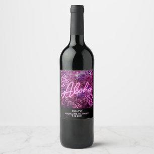 Etiqueta Para Botella De Vino Discoteca Tropical Bachelorette Party Neon