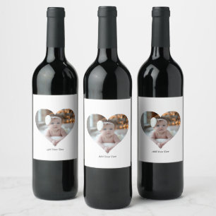 Etiqueta Para Botella De Vino Diseñar su propia foto en forma de corazón único