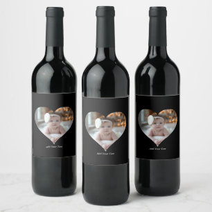 Etiqueta Para Botella De Vino Diseñar su propia foto en forma de corazón único