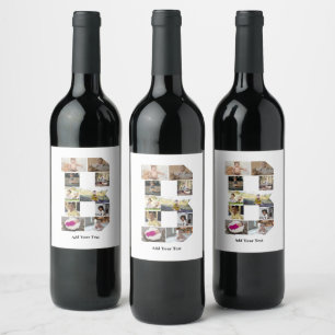Etiqueta Para Botella De Vino Diseñar su propia letra B Collage de fotos