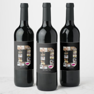 Etiqueta Para Botella De Vino Diseñar su propia letra D Collage de fotos