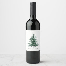 Etiqueta Para Botella De Vino Diseño de árbol verde verde minimalista Sencillo d