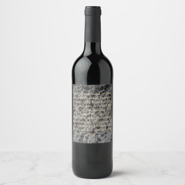 Etiqueta Para Botella De Vino Diseño de burbuja gris (Anverso)