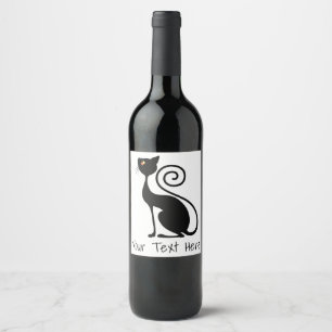 Etiqueta Para Botella De Vino Diseño de estilo vintage para gato negro