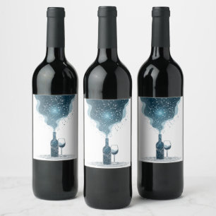 Etiqueta Para Botella De Vino Diseño de etiqueta de vino cósmico 🍷🔭