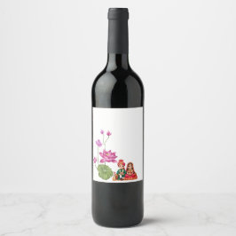 Etiqueta Para Botella De Vino diseño de flor Rosa