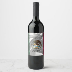 Etiqueta Para Botella De Vino Diseño de la bandera de México de Guay personaliza
