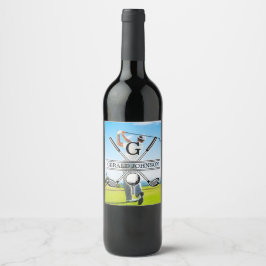 Etiqueta Para Botella De Vino Diseño de monograma de golf personalizado con tu i