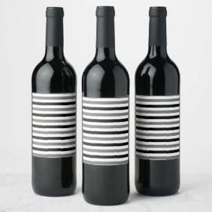 Etiqueta Para Botella De Vino Diseño de rayas blancas y negras Ahs
