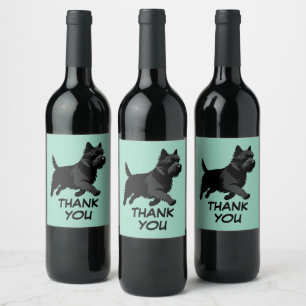 Etiqueta Para Botella De Vino Diseño de siluetas de mascotas lindas - Perros 1 +