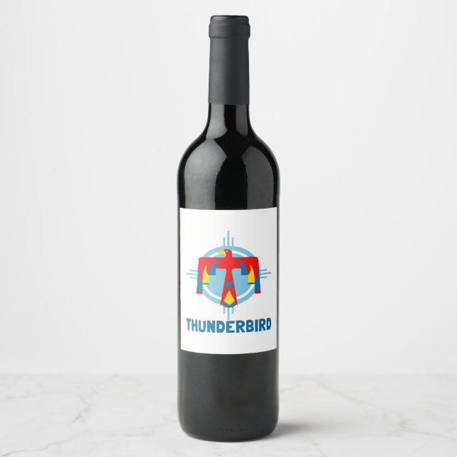 Etiqueta Para Botella De Vino Diseño de Thunderbird (Anverso)