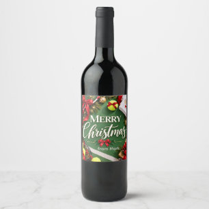 Etiqueta Para Botella De Vino Diseño de vacaciones de tenis de Navidad