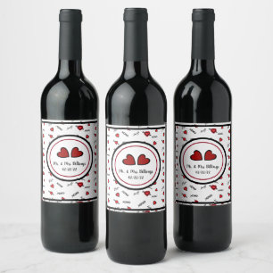 Etiqueta Para Botella De Vino Diseño del corazón de amor y besos de XOXO