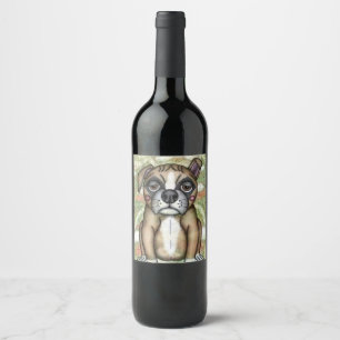 Etiqueta Para Botella De Vino Diseño del ilustracion del bulldog