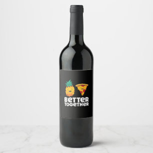 Etiqueta Para Botella De Vino Diseño divertido de comida de pizza de piña juntos