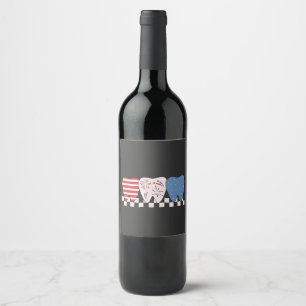 Etiqueta Para Botella De Vino Diseño gráfico de tres dientes 4 de julio