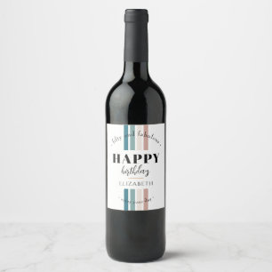 Etiqueta Para Botella De Vino Diseño Minimalista de cumpleaños en colores pastel