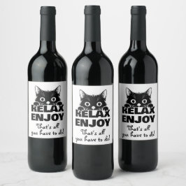 Etiqueta Para Botella De Vino Diseño minimalista de gatito lindo - GATO 1